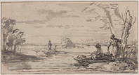 Y 015
<br/>
Rivierlandschap met hengelaars
<br/>
<em>Hulswit, Jan (1766-1822)</em>